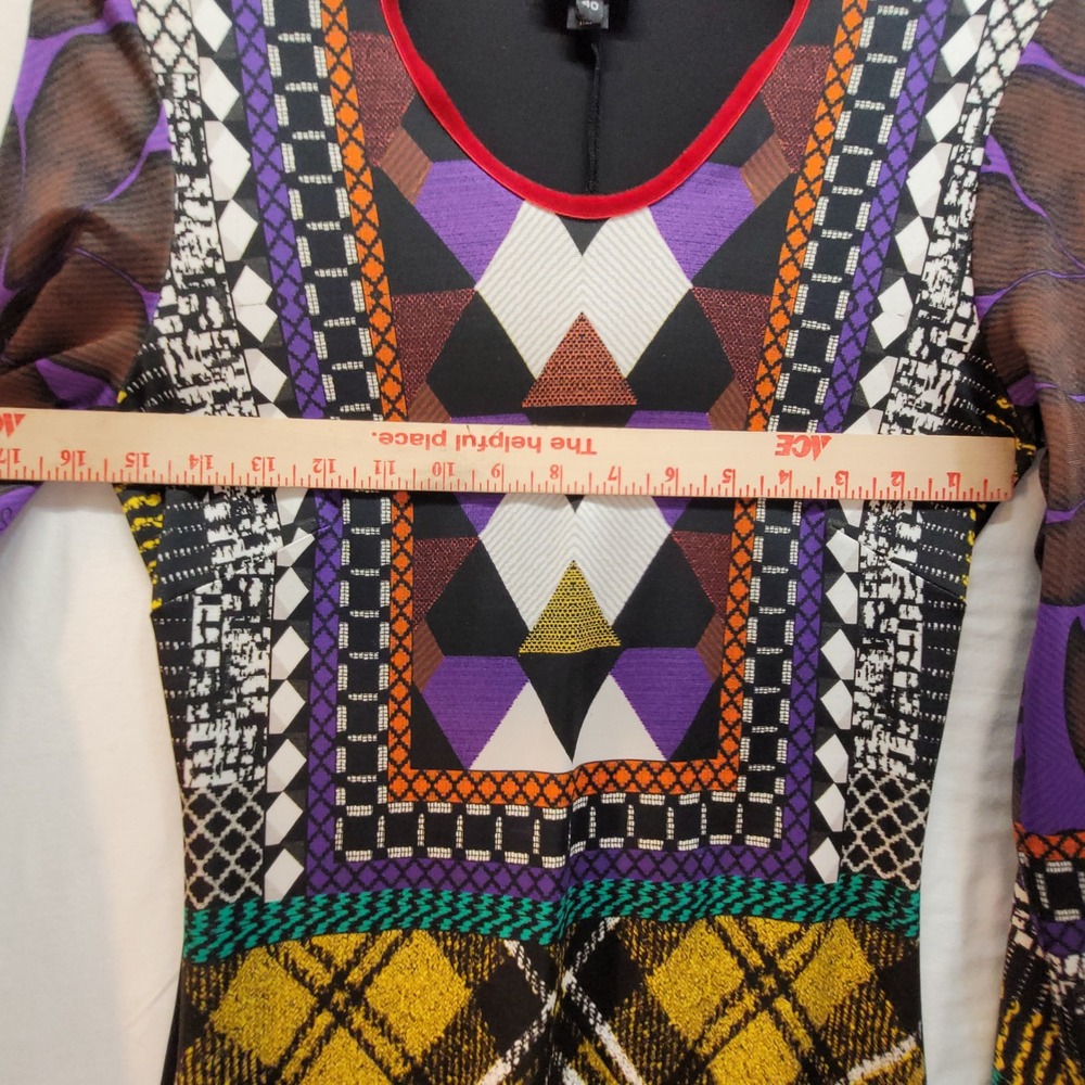 Just Cavalli Women Mixed Geometric Print Long Sleeve Dress Black Multi Size 40 - Picture 10 of 15